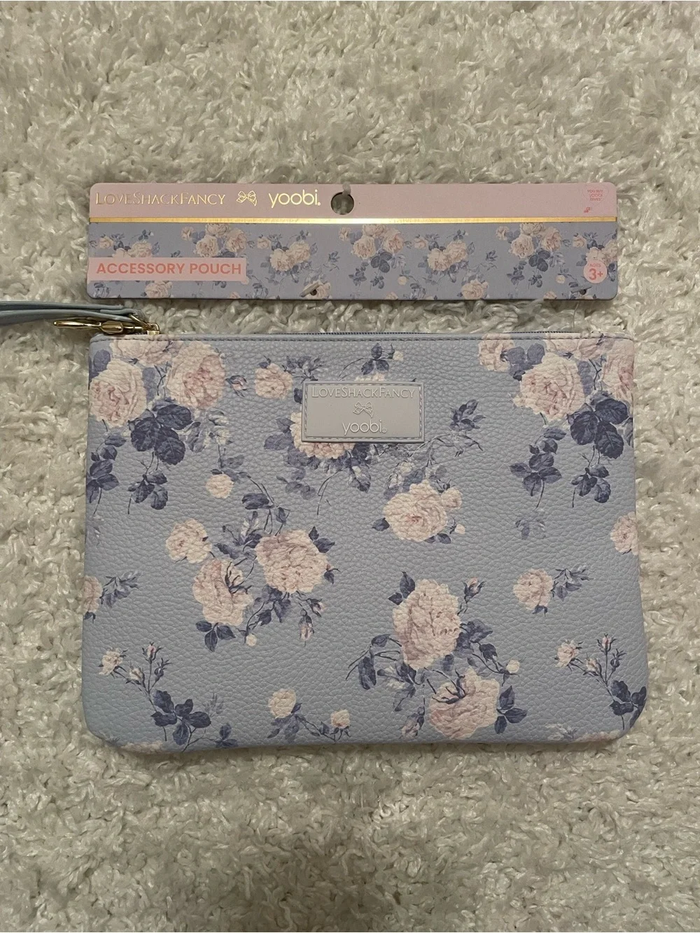 LoveShackFancy x Target Yoobi Everblooming Rosettes flat zip Accessory Pouch NWT